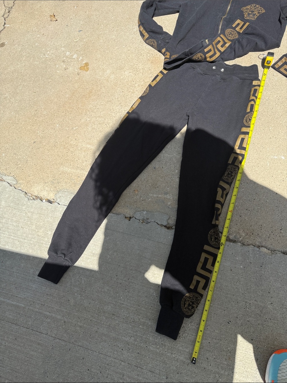 Versace Jeans Collection Black Sweatpants with Gold Medallion Trim